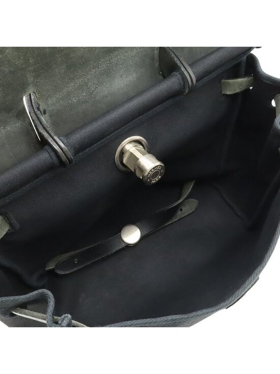 Hermes Herbag a Dos PM Backpack 2-Way Handbag Toile Officier Leather Black main image 6